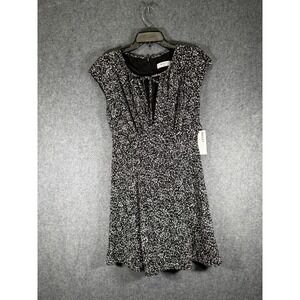 Bailey/44 Womens Size 4 Black White Floral Cap Sleeve Keyhole Dress Feminine